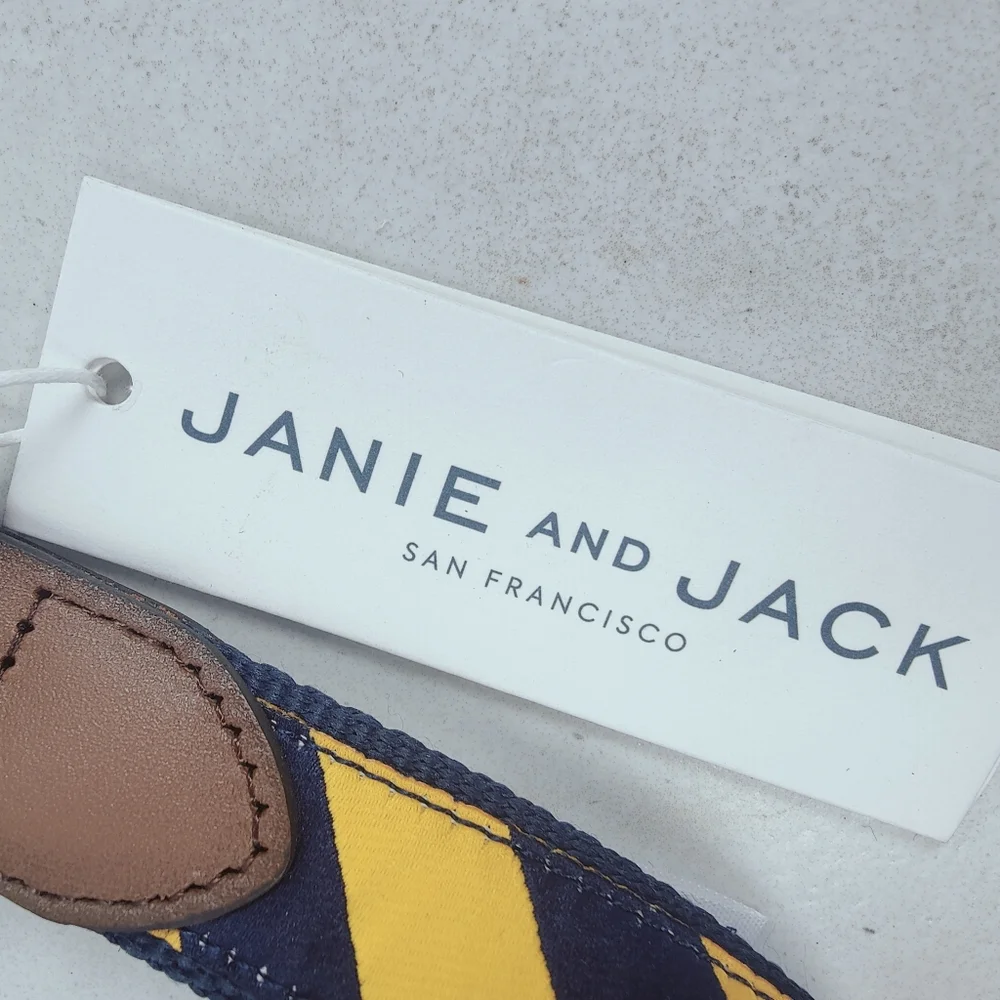 NWT Janie and Jack Boys' Yellow Navy Striped Belt, Sz 2T-3